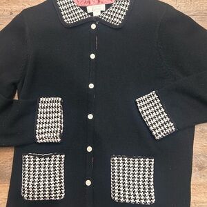 Vintage Y2K Christopher & Banks Cardigan with Houndstooth Accents